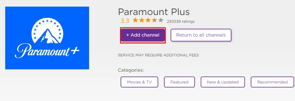 Click on + Add channel and download the app on your Roku device
