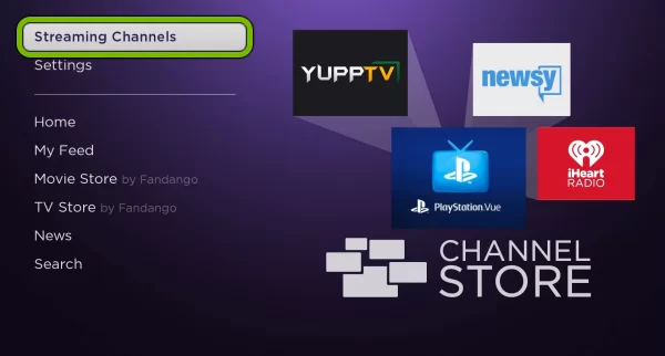 Click on Streaming Channels on Roku