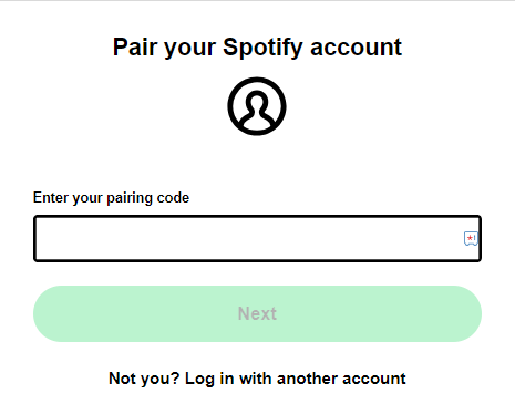 Enter the activation code on Spotify website