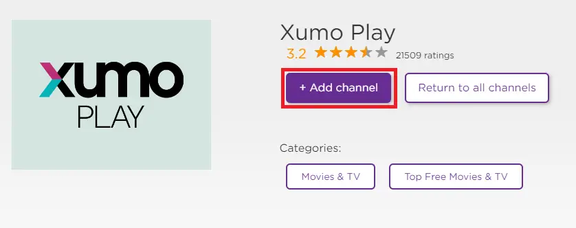 click + Add Channel to get Xumo Play