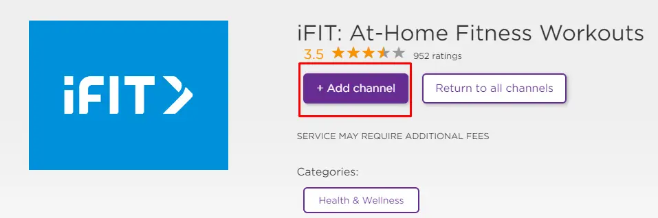 Click on +Add Channel and install iFIT on Roku