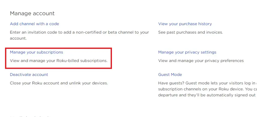 Select Manage your subscription