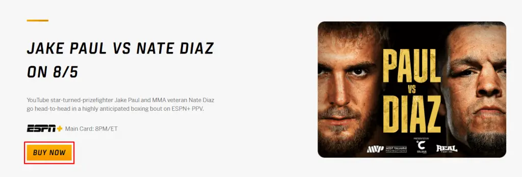 Click on Buy Now and watch Jake Paul vs Nate Diaz on Roku