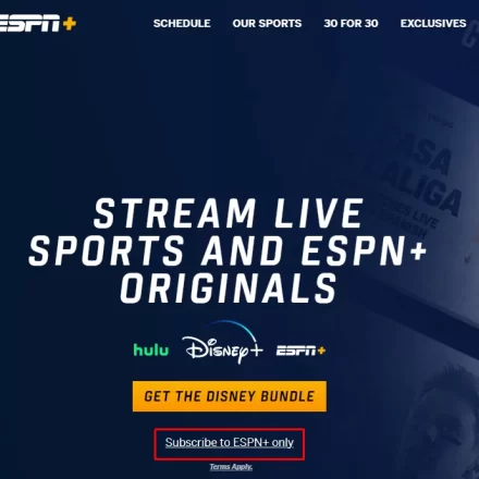 Click Subscribe to ESPN+ only