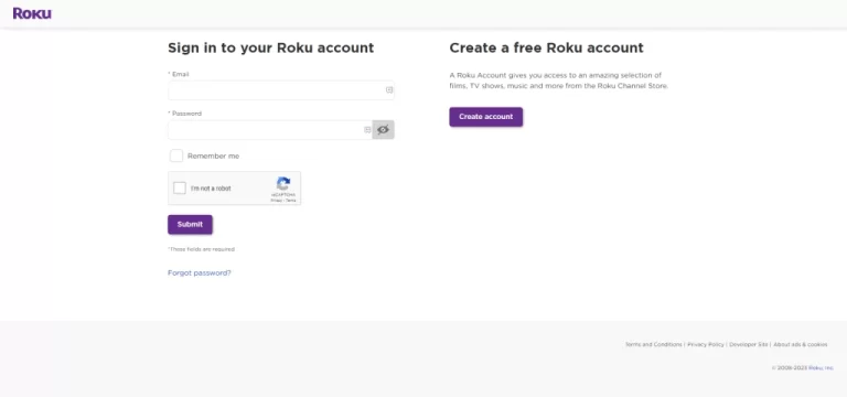 Sign in to Roku Channel Store website