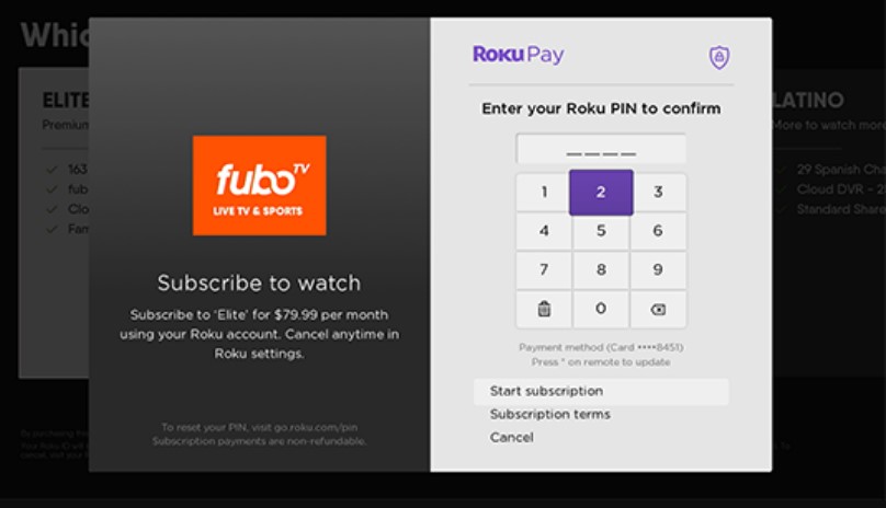 fuboTV subscription on Roku