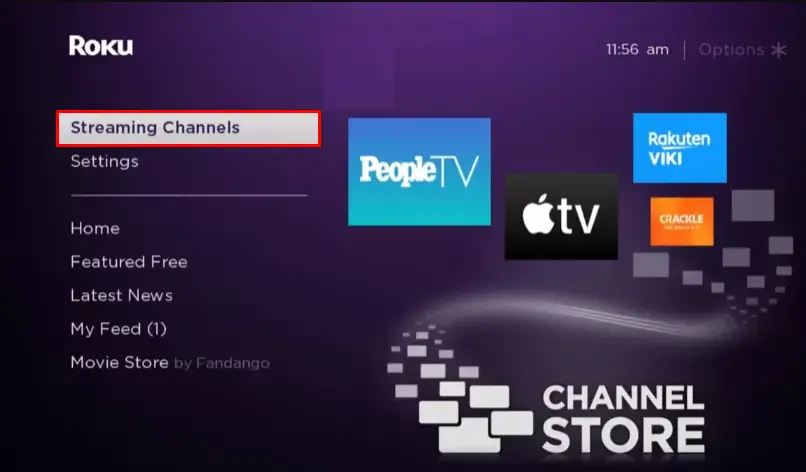 Select the Streaming Channel option to download NBC on Roku